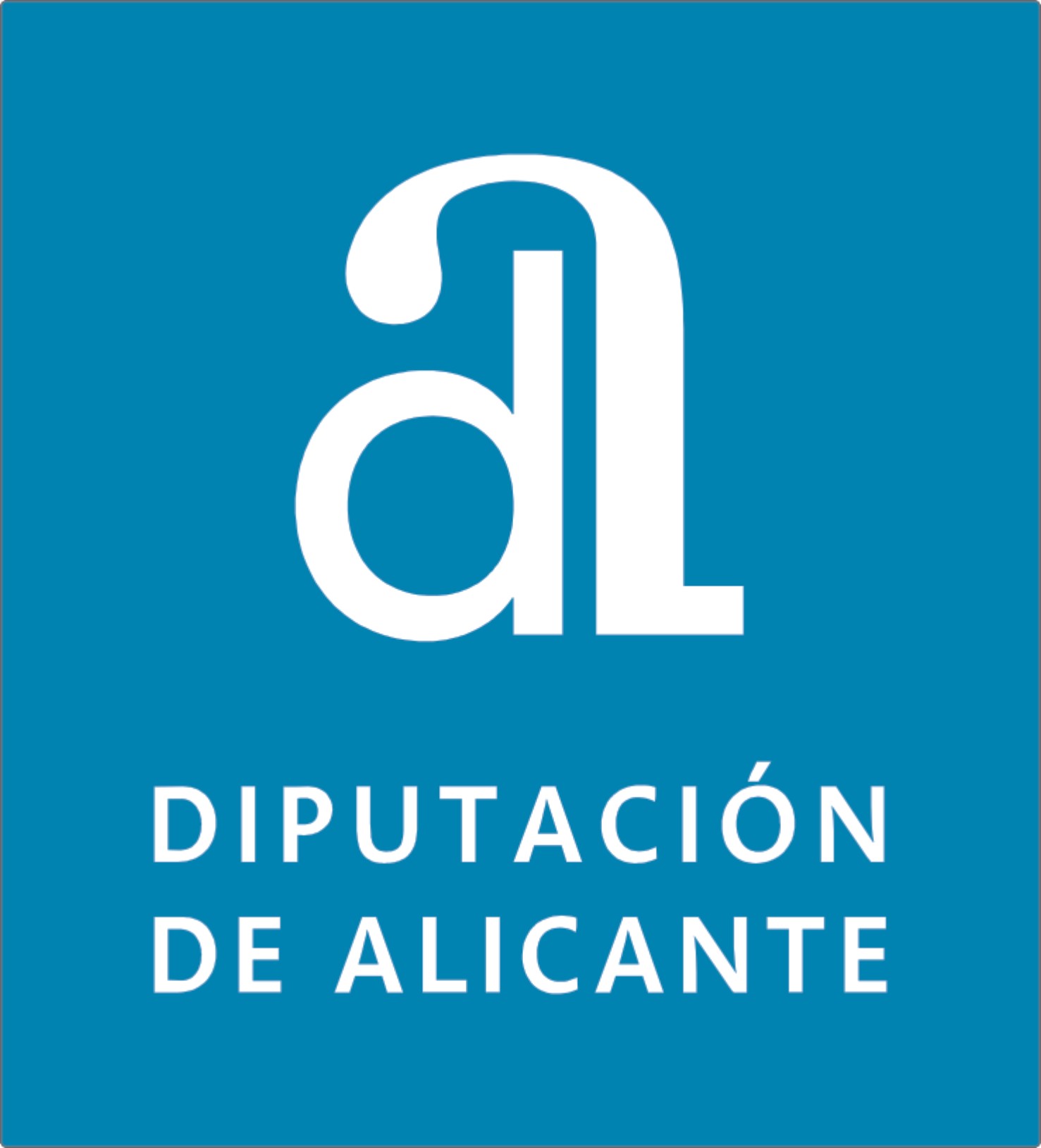 Logo diputacion blanco fondo azul